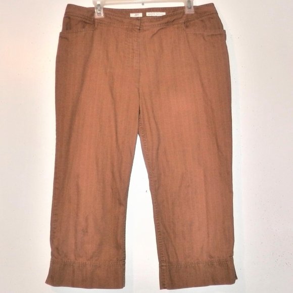 J Jill 16 Camel Fawn Genuine Fit Capris Pants H421 - Picture 1 of 8